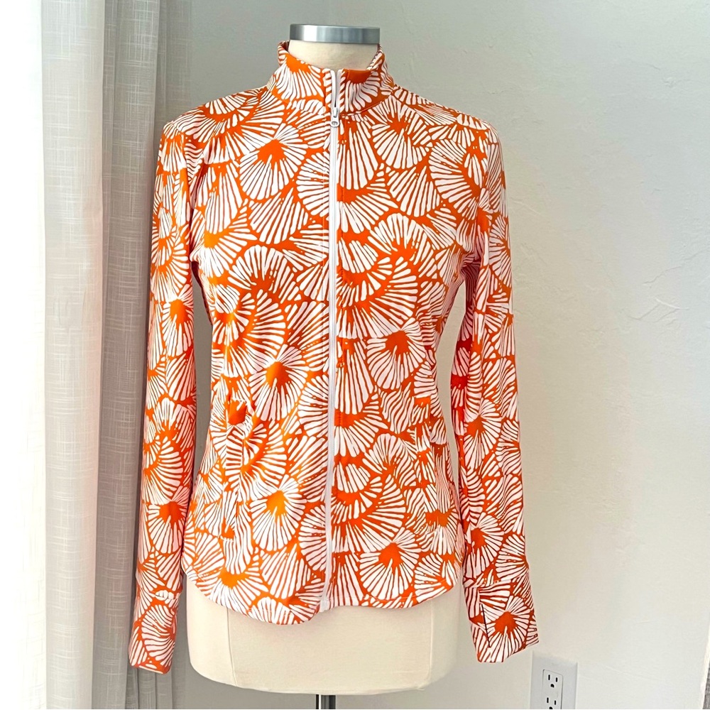 Tommy Bahama Golf Tropical Orange  Zip Up Jacket UPF 50 Golf Beach Size M